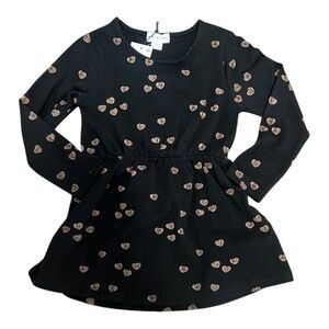 2T Girls Miles the Label Black Long Sleeve Basketball Hearts Dress, NWT, Toddler